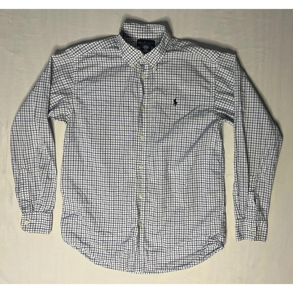 Polo Ralph Lauren Dress Shirts Youth Size XL Plaid Long Sleeve Button Up Lot X2